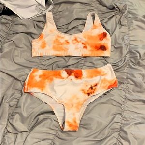 Orange tie dye bikini set